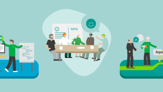 Ihminen fläppitaulun edessä. Ihmisiä ruokapöydän äärellä. Ihminen osoittamassa toiselle suuntaa.